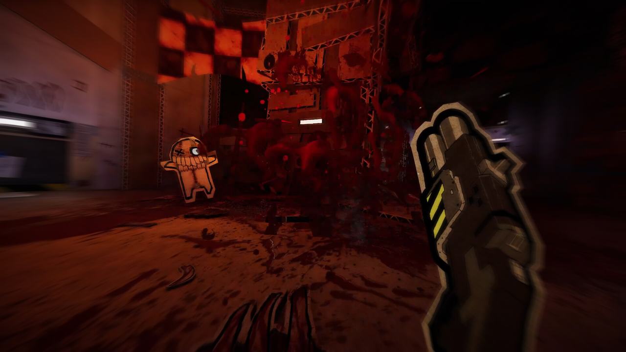 PAPERHEAD cardboard combat in a red-lit facility